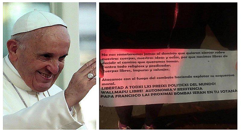 Dejan mensaje amenazador al Papa Francisco en Chile (FOTOS)