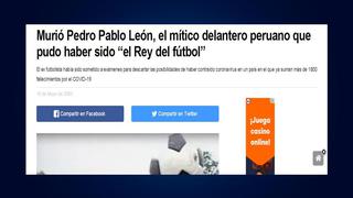 Falleció ‘Perico’ León: prensa internacional dedica portadas al ídolo peruano | FOTOS