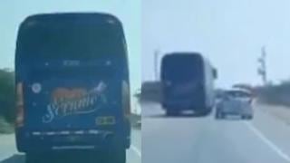 Reportan que bus de ‘Corazón Serrano’ provocó despiste de auto en Lambayeque | VIDEO