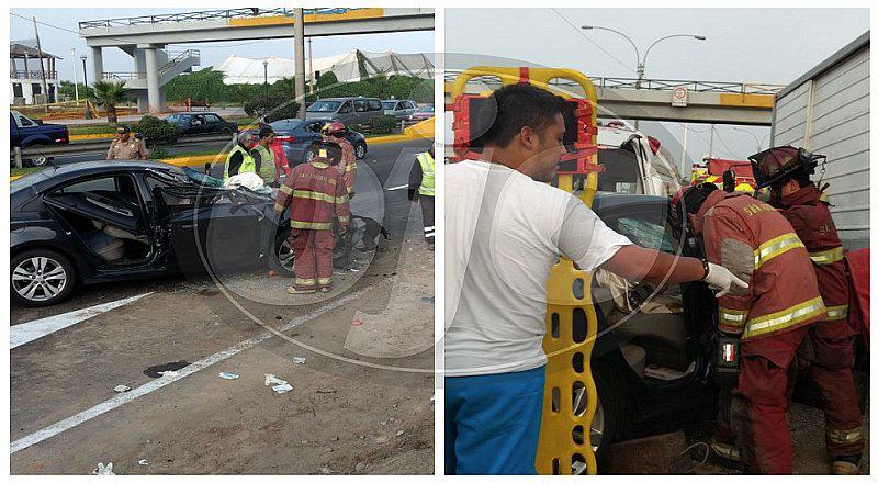 Costa Verde: auto impacta con furgoneta y una mujer queda atrapada (VIDEO)