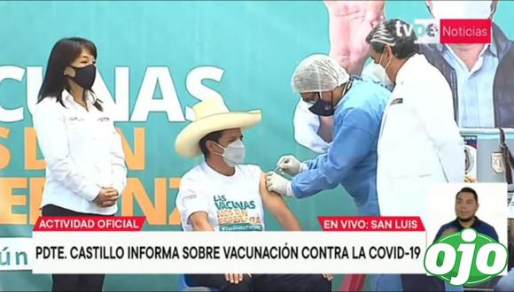 Pedro Castillo recibió la tercera dosis de la vacuna contra la COVID-19. (TV Perú)