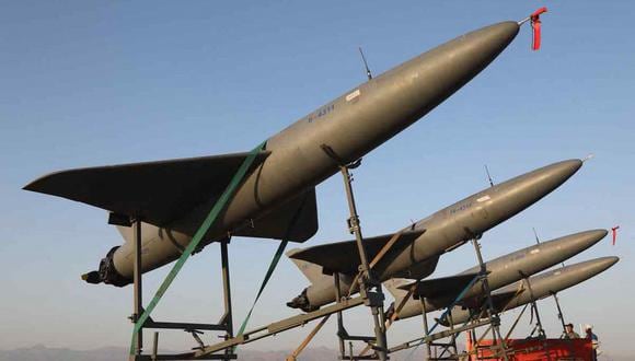 Drones suicidas (kamikaze) de Irán, aliado de Rusia.