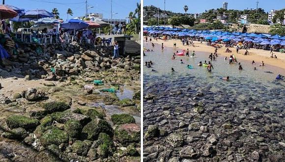 Playa de Acapulco retrocede 20 metros y deja impactantes imágenes (FOTOS)