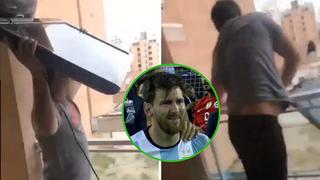 Furioso hincha argentino destruye televisor tras eliminación de su selección