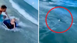 Policía que disfrutaba de su día libre en la playa salva a niño de ser devorado por tiburón