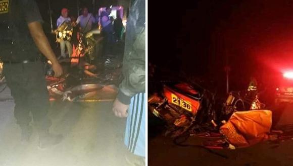 Dos personas muertas producto de choque entre mototaxi y camión en Cañete