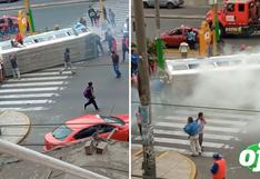 Los Olivos: Accidente moviliza a vecinos que logran rescatar a todos los pasajeros
