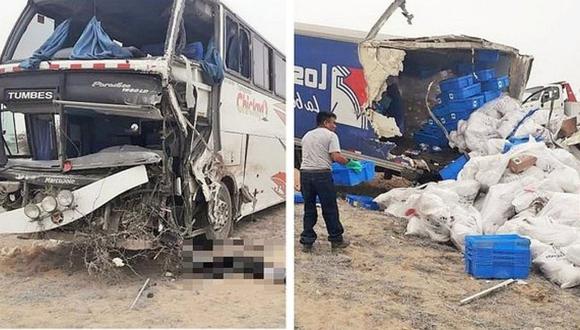 Choque entre bus interprovincial y camión deja 3 muertos en Piura | VÍDEO