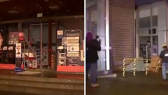 Delincuentes intentan asaltar 3 tiendas de cadena de tecnología y solo logran ingresar a una | VIDEO 