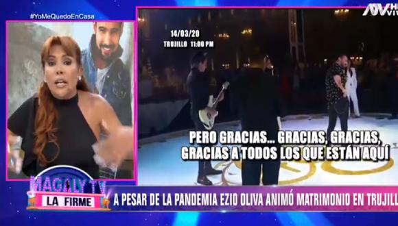 Magaly Medina critica a Ezio Oliva por presentarse en boda pese a pedido de aislamiento social. (Foto: Captura ATV)