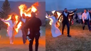 ¡Amor unido en llamas! celebran su matrimonio de la forma más extrema: prendiéndose fuego