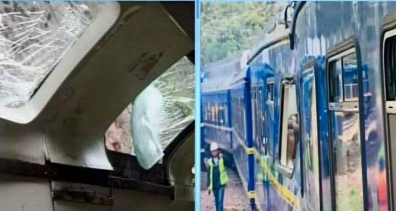 Imágenes muestran que las piedras dañaron la parte superior y lateral de vagón. (Captura: Canal N)