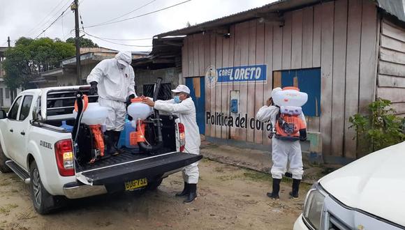 Hoy continuó la desinfección de diversos puntos de la localidad de Iquitos, en Loreto. (Foto: Diresa Loreto)
