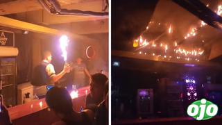 Barman intenta hacer maniobra con fuego y pone en riesgo a los asistentes de una discoteca