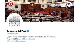 Congreso denuncia que su cuenta de Twitter fue suspendida por “intentos de vulneración de privacidad”