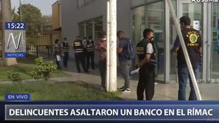 Rímac: seis delincuentes armados asaltaron agencia bancaria en la Av. Amancaes
