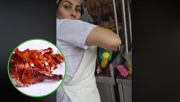 Carnicera es captada inflando patos en mercado (VIDEO)