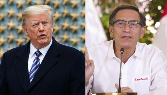 Los dos líderes conversaron este sábado por teléfono. En la imagen, Donald Trump y Martín Vizcarra. (AFP - MANDEL NGAN / PRESIDENCIA PERÚ).