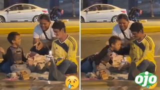 Padres en situación de pobreza celebran cumpleaños de su hijo en la calle y conmueven a usuarios