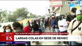 Reportan largas colas y gran afluencia de personas en sede de Reniec en San Juan de Miraflores