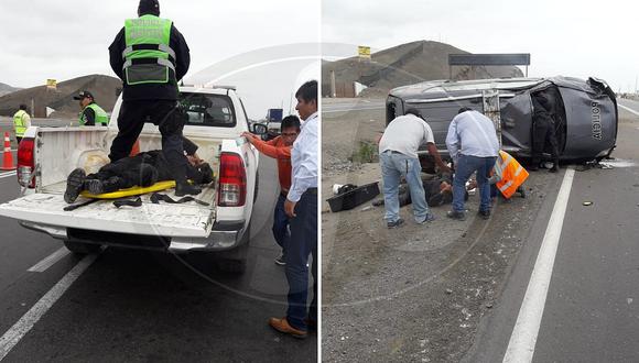 Llanta de patrullero se reventó y dos policías quedan heridos en Cerro Azul (FOTOS)