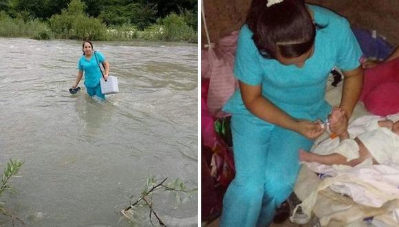 Enfermera cruza ríos y recorre largos tramos para atender a sus pacientes en Piura 