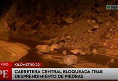 Chaclacayo: Km 22 de la Carretera Central quedó bloqueada tras desprendimiento de piedras
