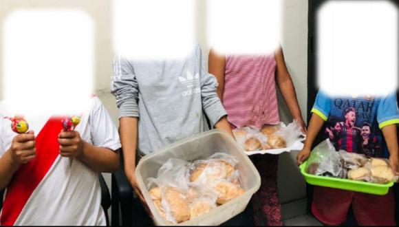 La Libertad: rescatan a cuatro menores que eran obligados a vender panes y kekes en la calle (Foto: PNP)