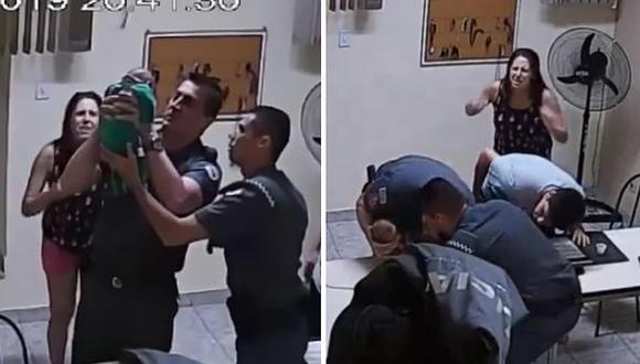 Policías salvan a bebé de morir con maniobra de reanimación (VIDEO)