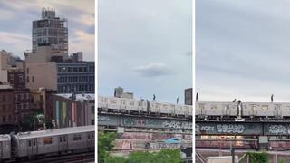 Jóvenes son captados sobre el metro de Nueva York en pleno funcionamiento | VIDEO