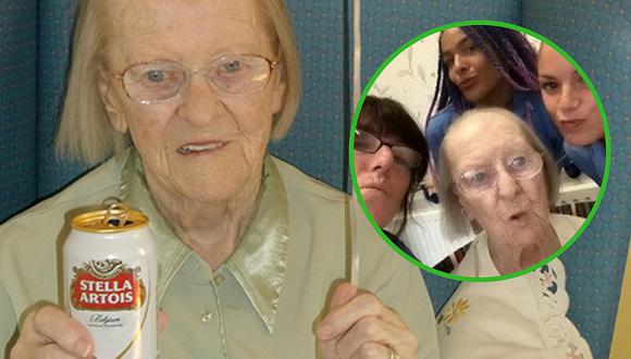 Abuelita de 100 años confiesa el secreto de su longevidad: cerveza y galletas 
