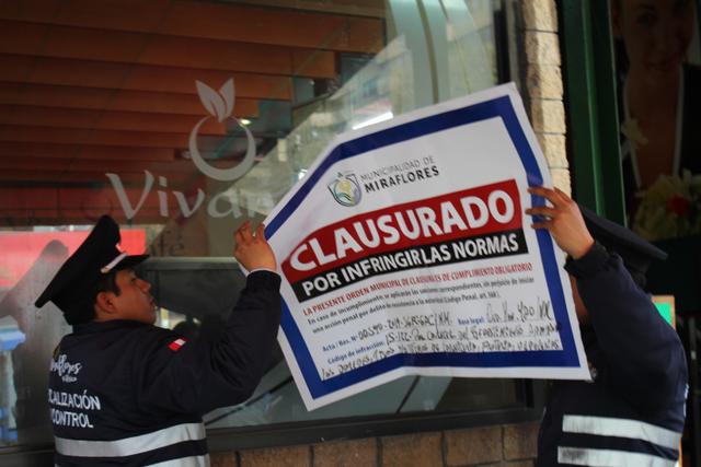 La clausura se dio por temas de insalubridad y seguridad. (Foto: Municipalidad de Miraflores)