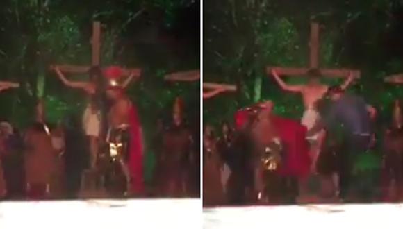 Hombre ebrio sube al escenario para 'proteger' a Jesús en plena actuación (VIDEO)