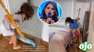 Andrea San Martín muestra cómo sus hijas de 4 y 6 años se encargan de las labores domésticas | VIDEO