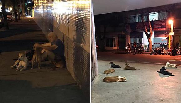 Hombre de la calle sufre accidente vascular y sus perros lo esperan en la puerta del hospital