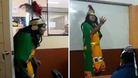 Profesor peruano se viste de Inca para dictar clases de historia (VIDEO)