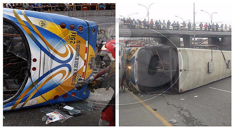 Cercado de Lima: 13 heridos deja volcadura de bus de transporte público (FOTOS Y VIDEO)