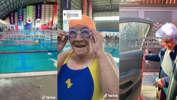 En todo momento, la abuelita se mostró más que emocionada por ingresar al agua. (Foto: Composición)