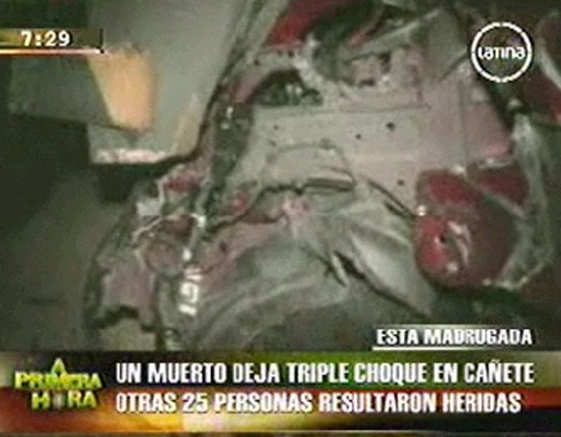 Cañete: Un muerto y 25 heridos en triple choque
