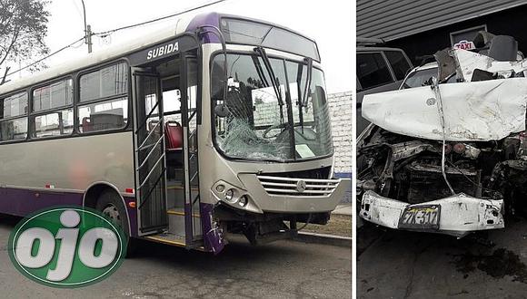 ​Bus del Corredor Morado impacta contra taxi y provoca múltiple choque en plena avenida Tacna