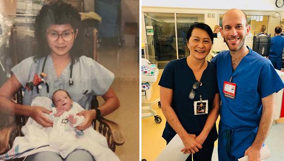 Enfermera salva a bebé y 28 años después son compañeros de trabajo 