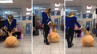 Papá sorprende a su hija con un baile de ‘Bella y Bestia’ en su cumpleaños (VIDEO)