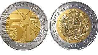 BCRP: Se pone en circulación una nueva moneda de 5 soles