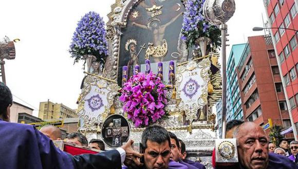 Imagen del Señor de Los Milagros realizará este año cinco recorridos procesionales. (Foto: Andina)