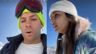 Patricio Parodi intentó esquiar con Luciana Fuster en sus vacaciones pero ella prefirió tomarse fotos  