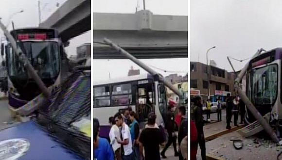 Varios heridos deja accidente entre bus del Corredor Morado y combi en SJL (VIDEO)