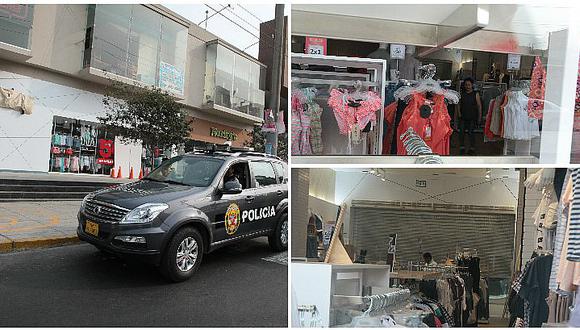 El Agustino: cinco sujetos roban a combazos tienda de ropa en centro comercial 