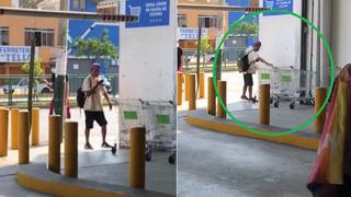 Alerta en Surquillo: Hombre es grabado escupiendo y llenando de saliva carrito de supermercado | VIDEO