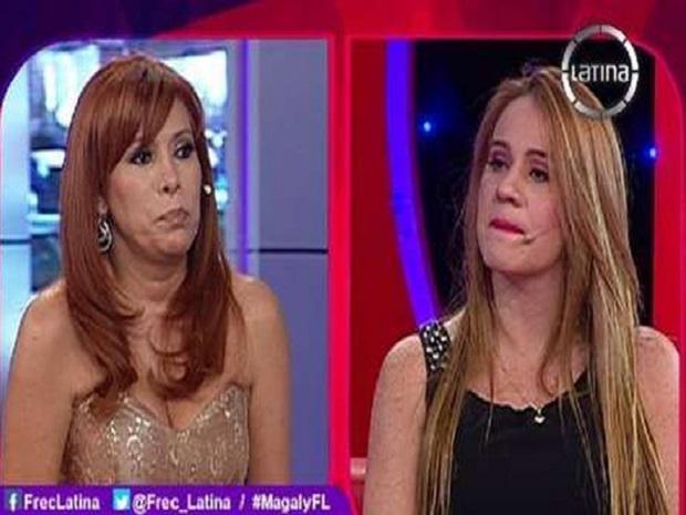 ​Lourdes Sacín enfurece en set de Magaly y arroja copa a Richard Swing