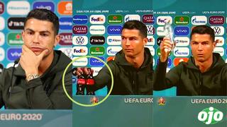 El incómodo momento en que Cristiano Ronaldo aleja dos botellas de Coca-Cola y recomienda beber agua 